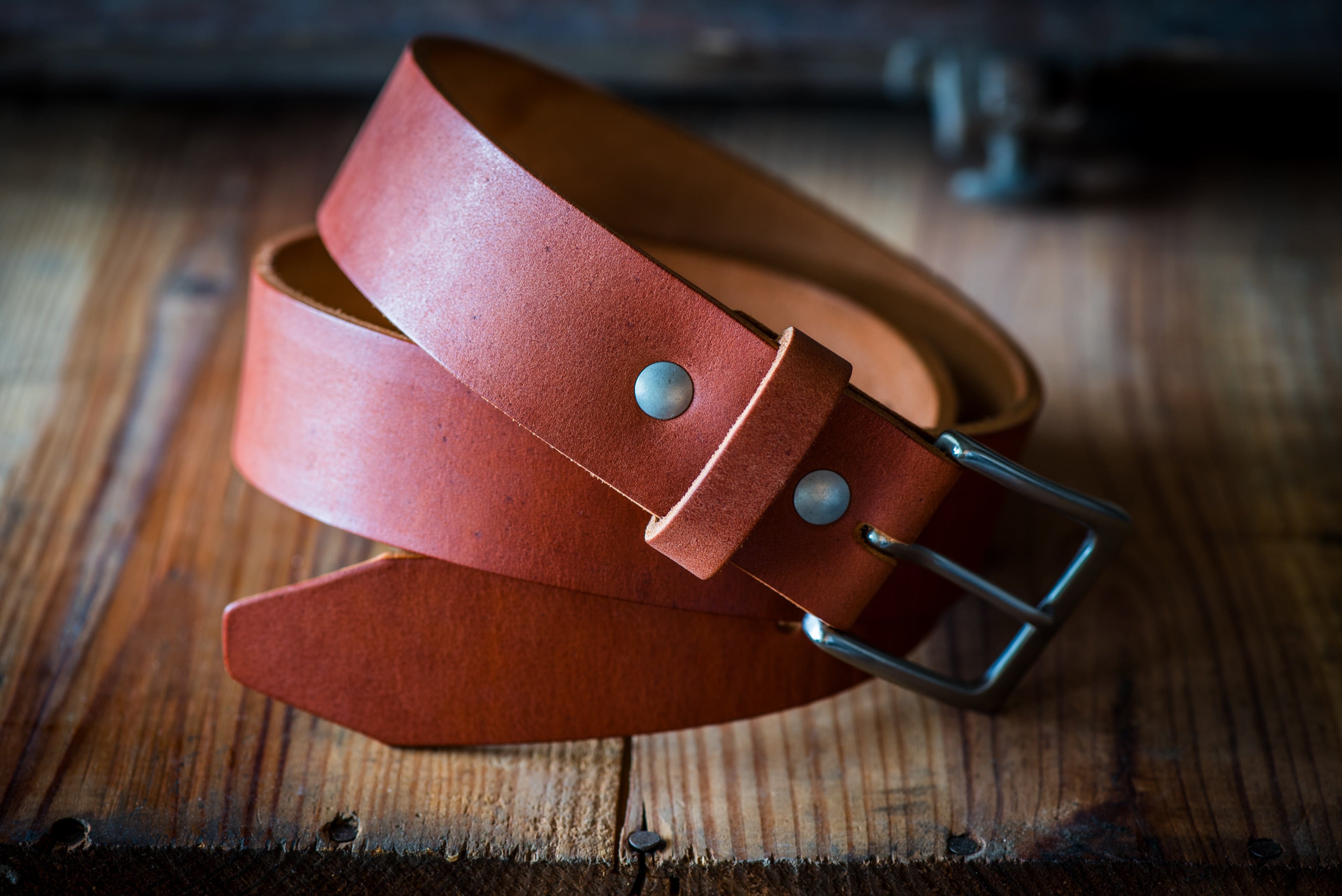 Horween Leather Belt – Handmade in USA – Tan – BluShark Straps