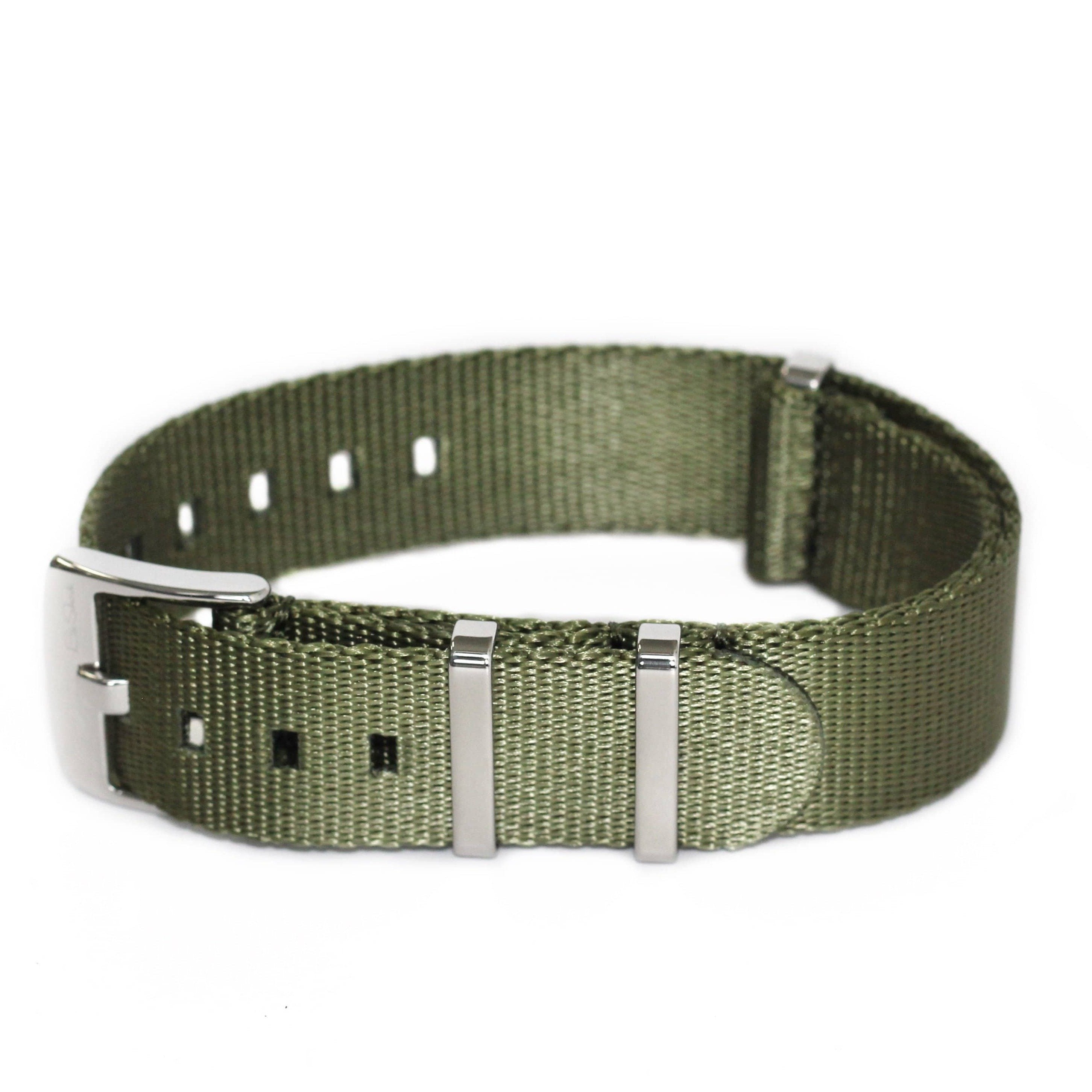 Black x Khaki Rugged Nylon Military Watch Strap