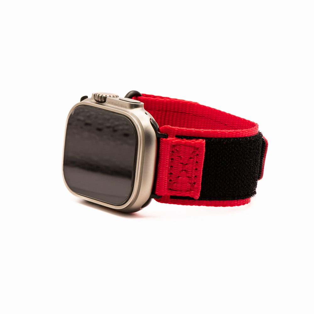 BluShark Apple Large Apple Watch (42/44/45mm & ULTRAS) Apple Band - Nylon Velcro - Red