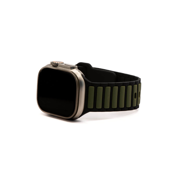 BluShark Apple Large Apple Watch (42/44/45mm & ULTRA) Apple Band - Silicone Ripple - Black & Green