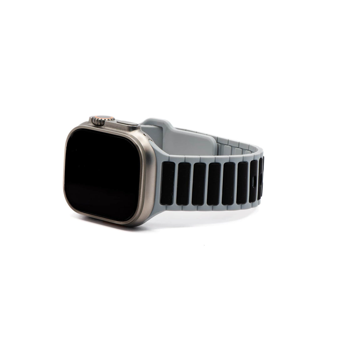 BluShark Apple Large Apple Watch (42/44/45mm & ULTRA) Apple Band - Silicone Ripple - Gray & Black