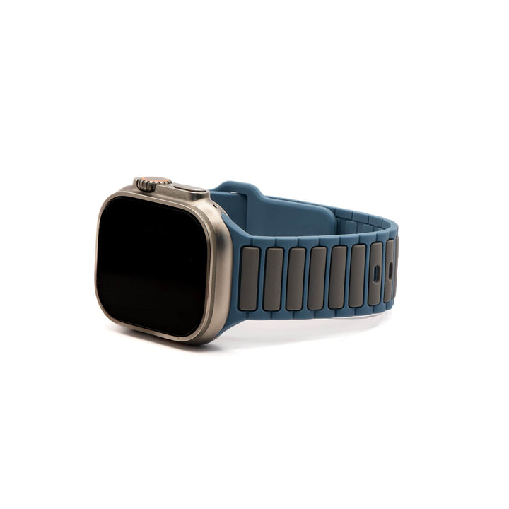 BluShark Apple Large Apple Watch (42/44/45mm & ULTRA) Apple Band - Silicone Ripple - Slate & Gray