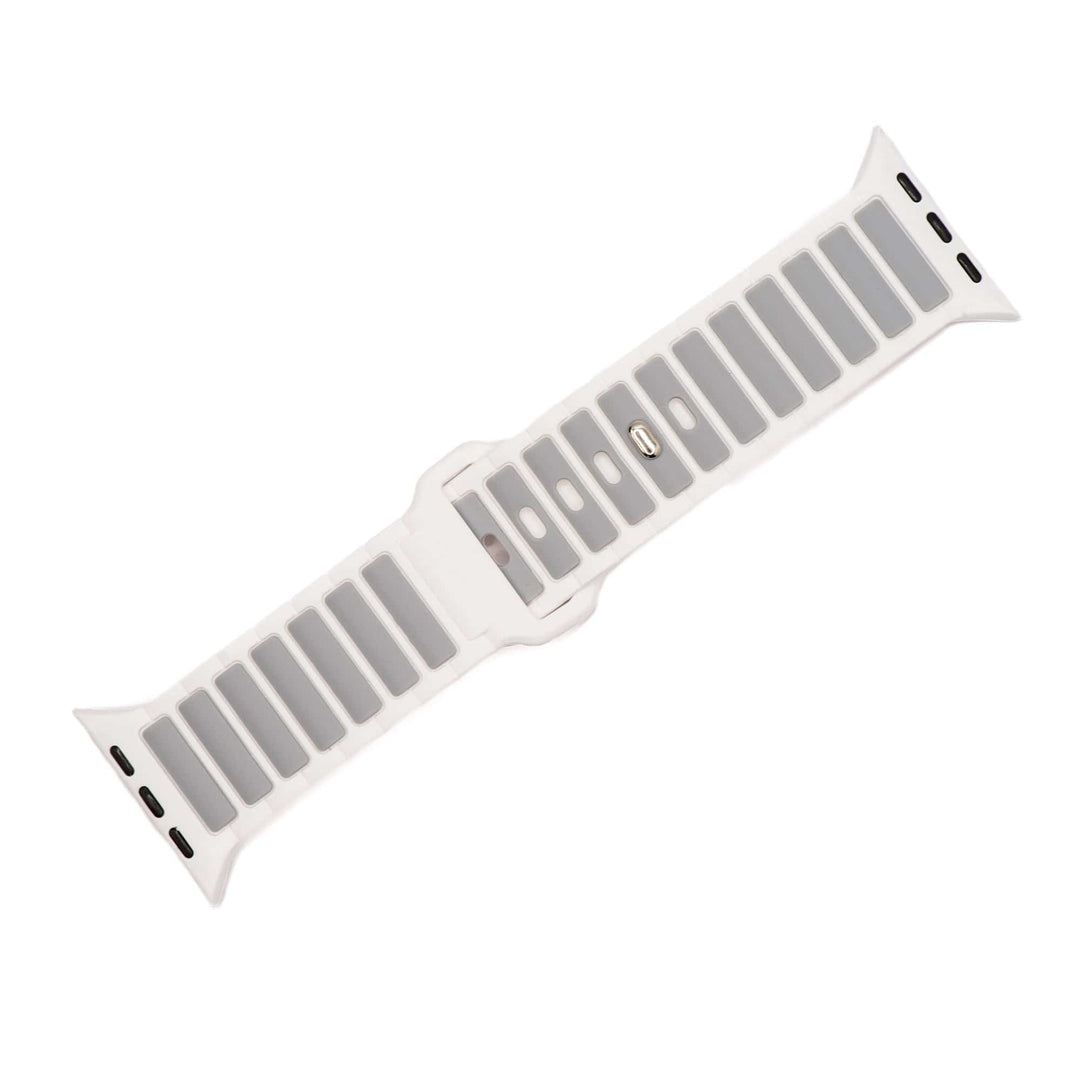 BluShark Apple Large Apple Watch (42/44/45mm & ULTRA) Apple Band - Silicone Ripple - White & Gray