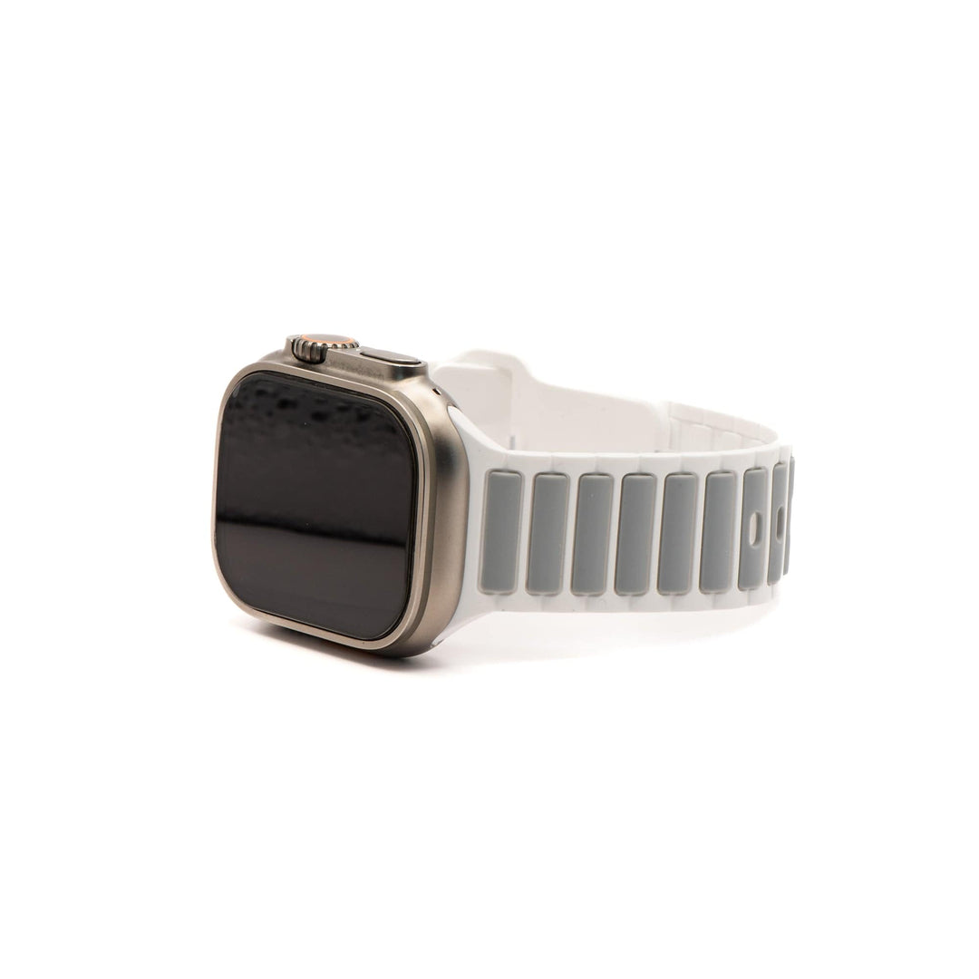 BluShark Apple Large Apple Watch (42/44/45mm & ULTRA) Apple Band - Silicone Ripple - White & Gray