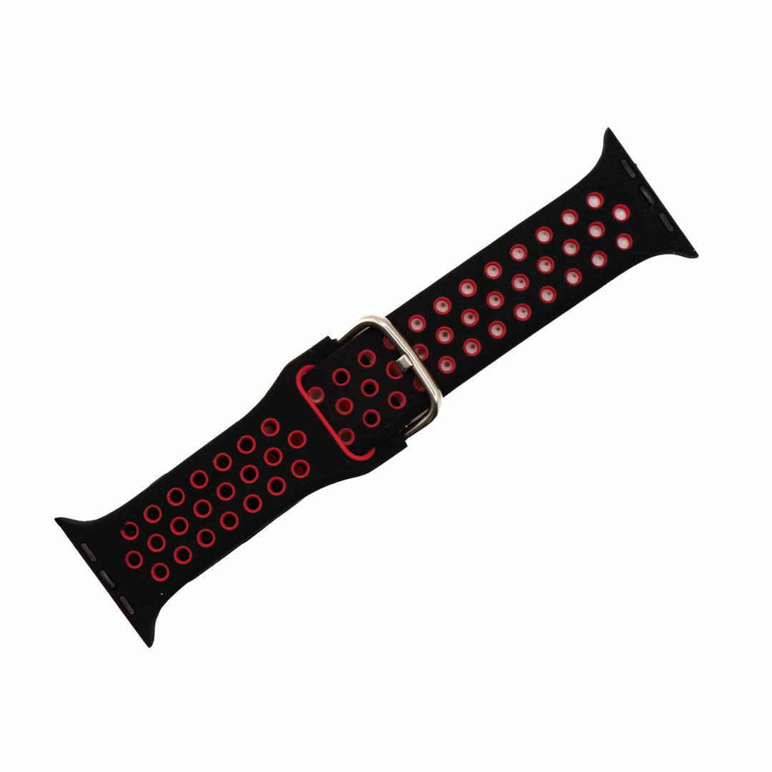 BluShark Apple Apple Band - Silicone Sport Buckle - Black & Red