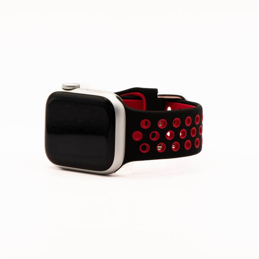 BluShark Apple Apple Band - Silicone Sport Buckle - Black & Red