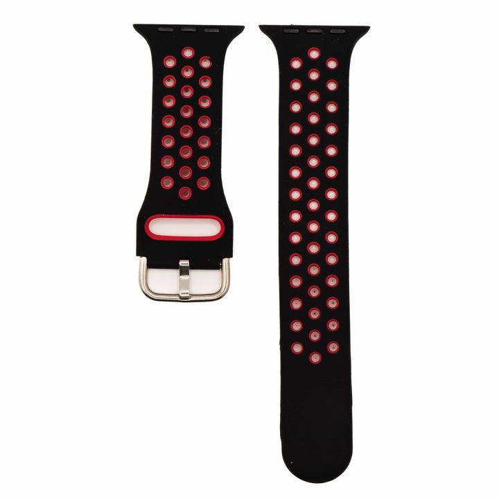 BluShark Apple Apple Band - Silicone Sport Buckle - Black & Red