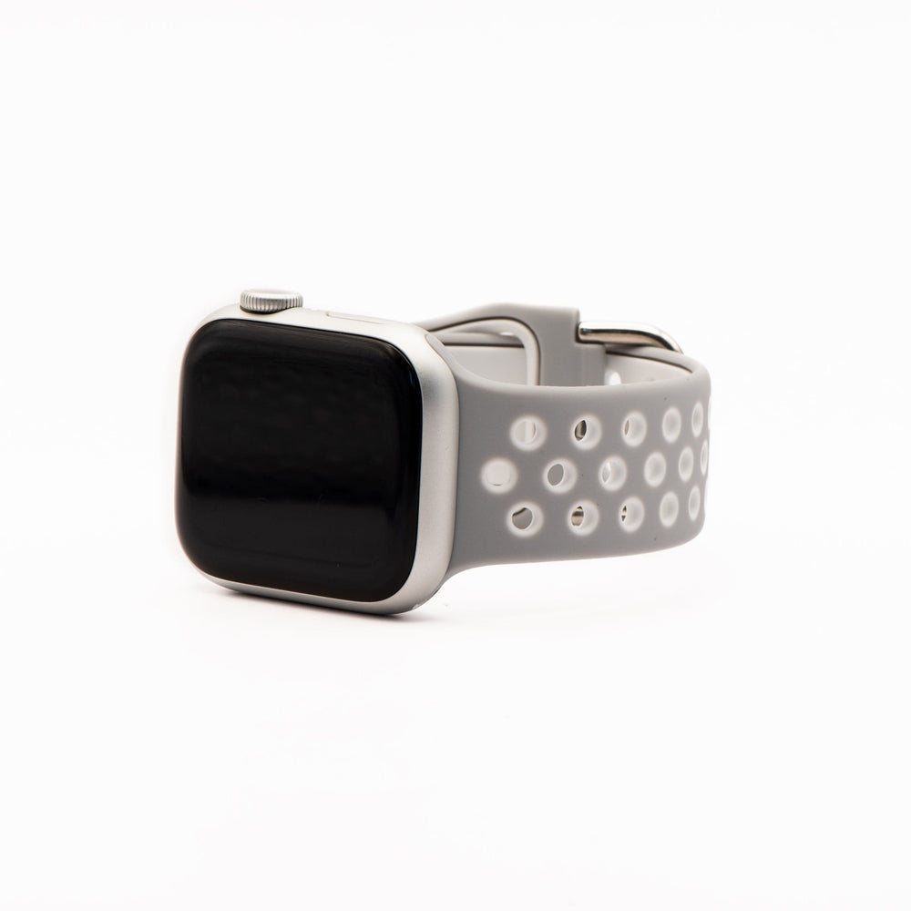 BluShark Apple Apple Band - Silicone Sport Buckle - Gray & White