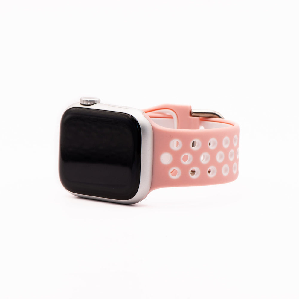 BluShark Apple Apple Band - Silicone Sport Buckle - Pink & White