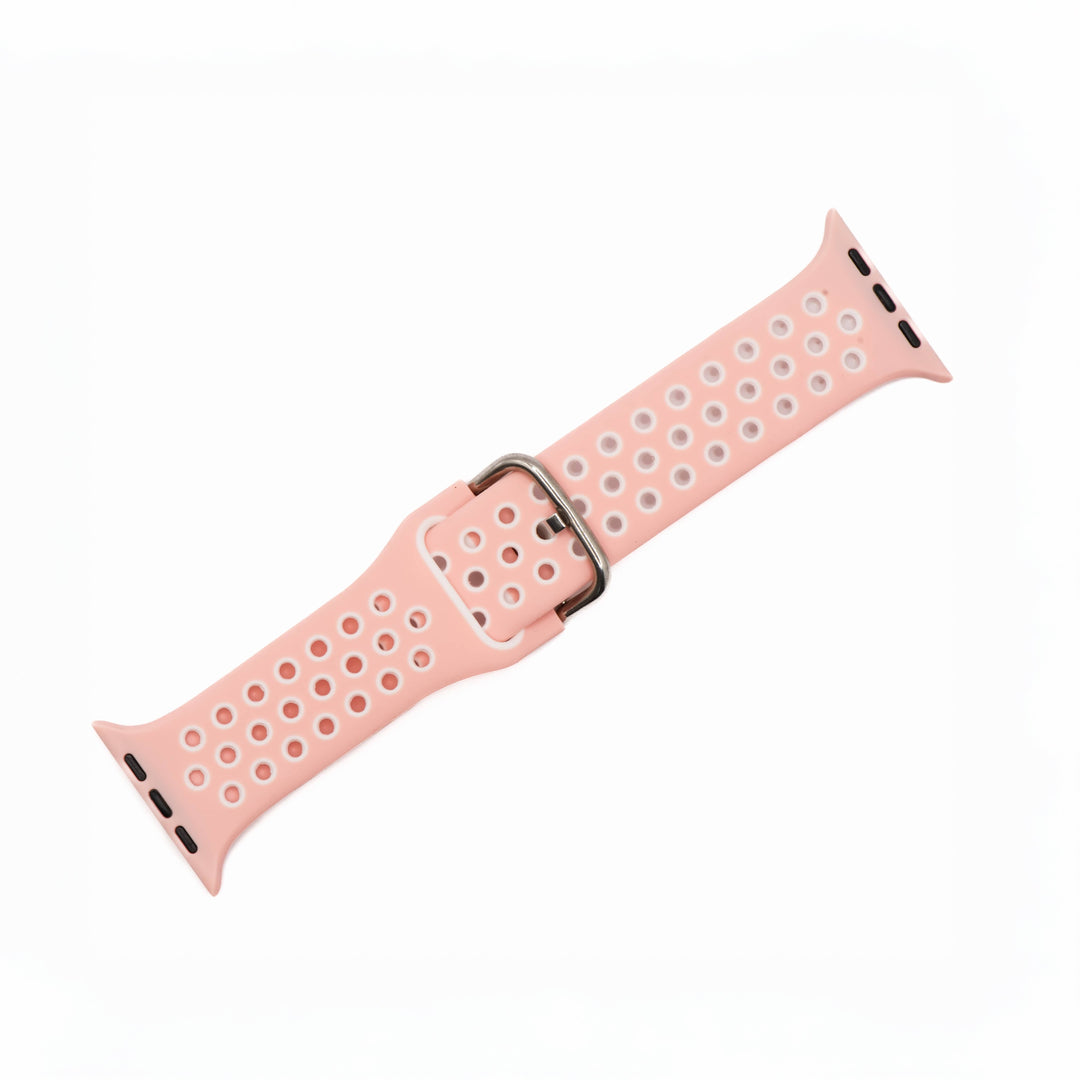 BluShark Apple Apple Band - Silicone Sport Buckle - Pink & White