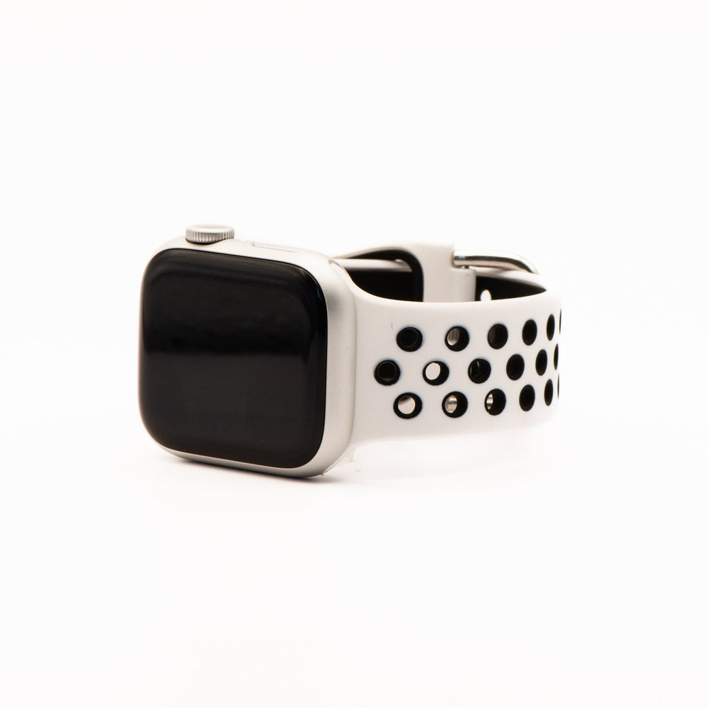 BluShark Apple Apple Band - Silicone Sport Buckle - White & Black