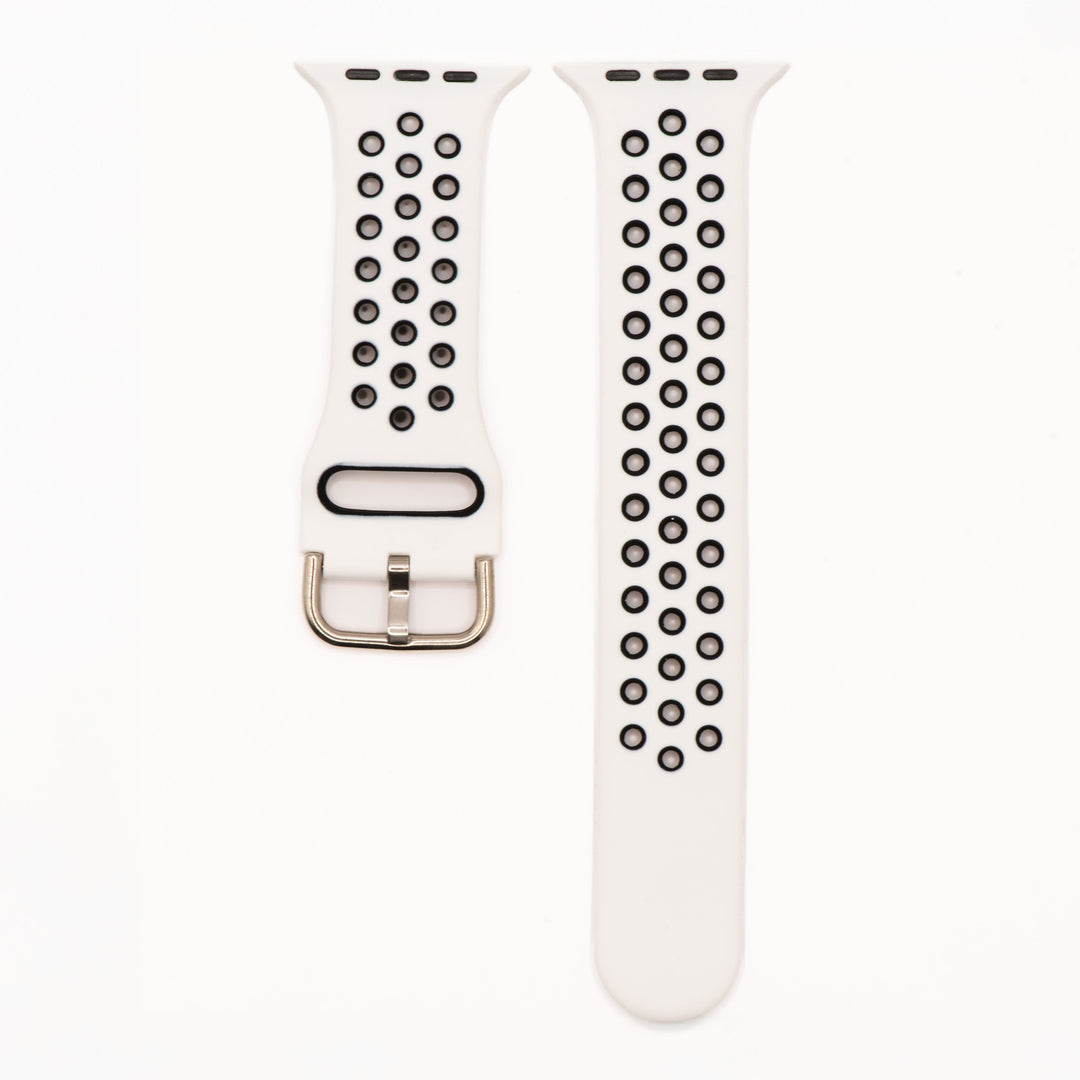 BluShark Apple Apple Band - Silicone Sport Buckle - White & Black