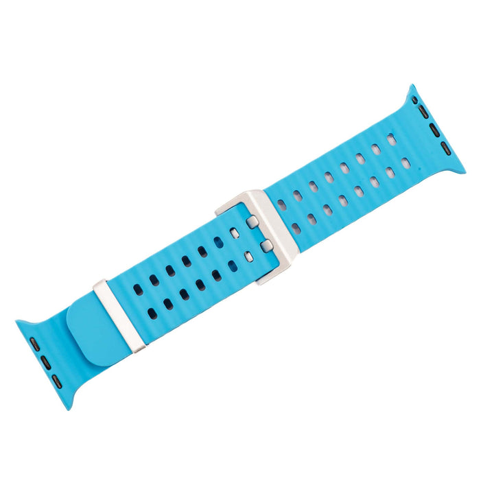 BluShark Apple Large Apple Watch (42/44/45mm & ULTRA) Apple Band - Silicone Wave - BluShark Blue