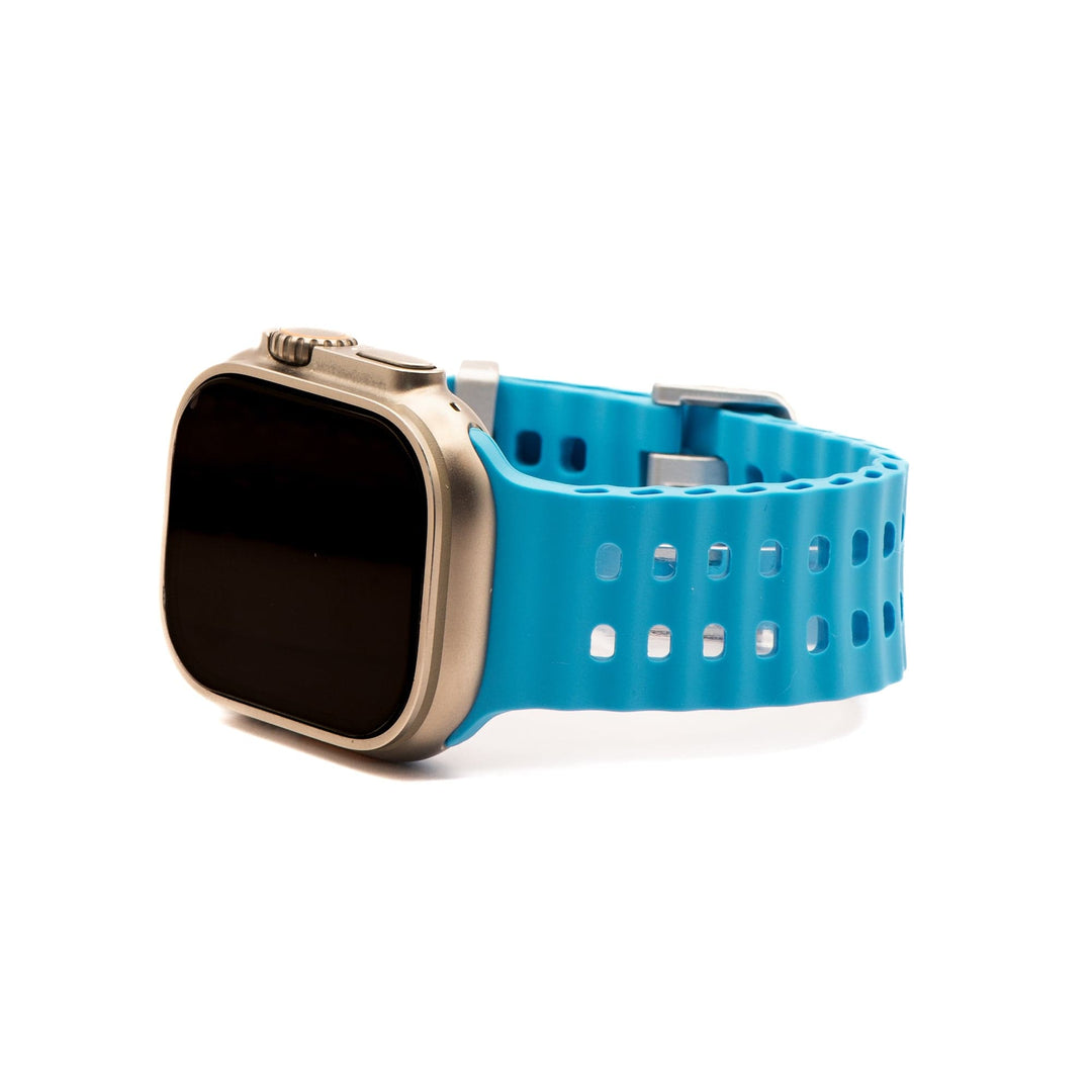 BluShark Apple Large Apple Watch (42/44/45mm & ULTRA) Apple Band - Silicone Wave - BluShark Blue