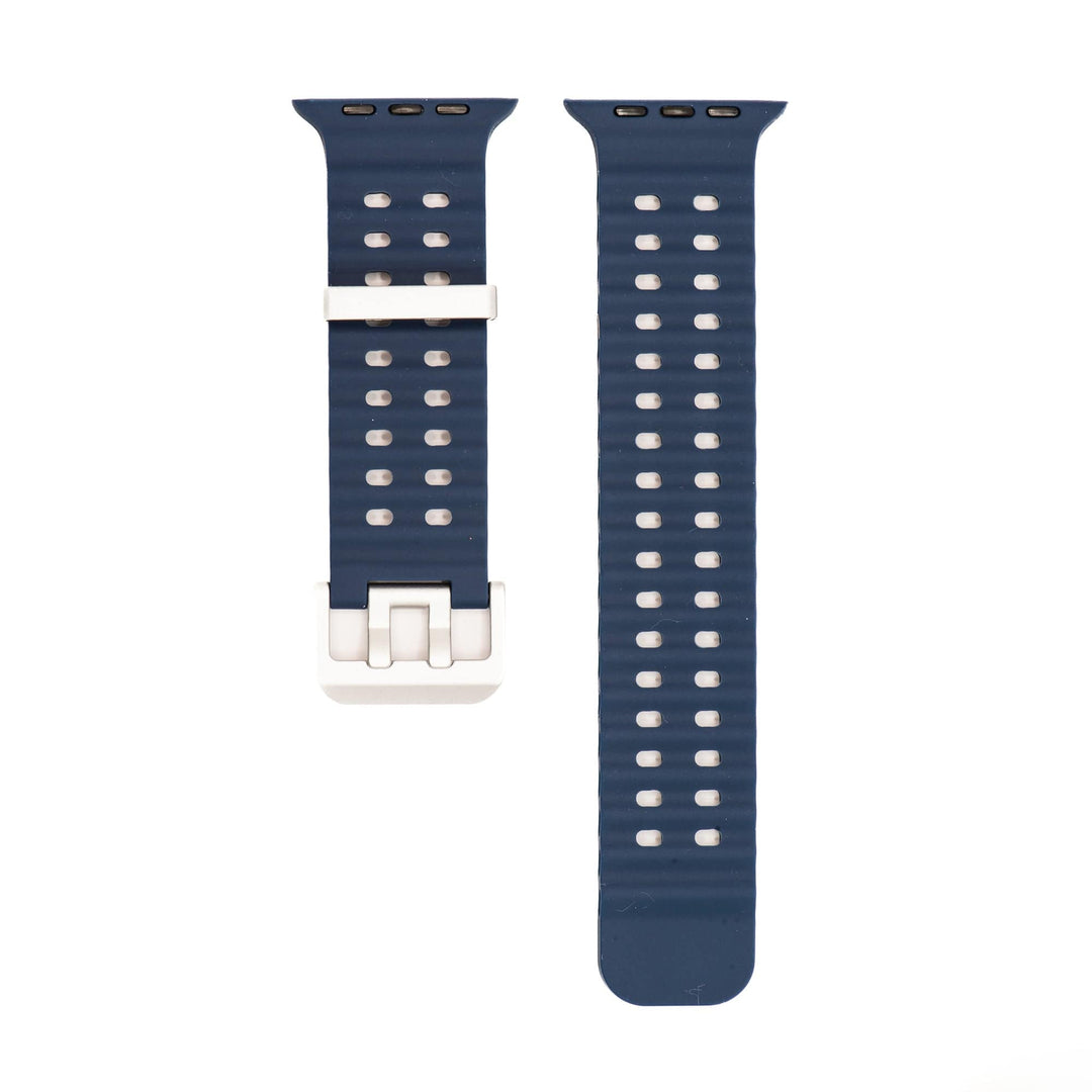 BluShark Apple Large Apple Watch (42/44/45mm & ULTRA) Apple Band - Silicone Wave - Navy Blue