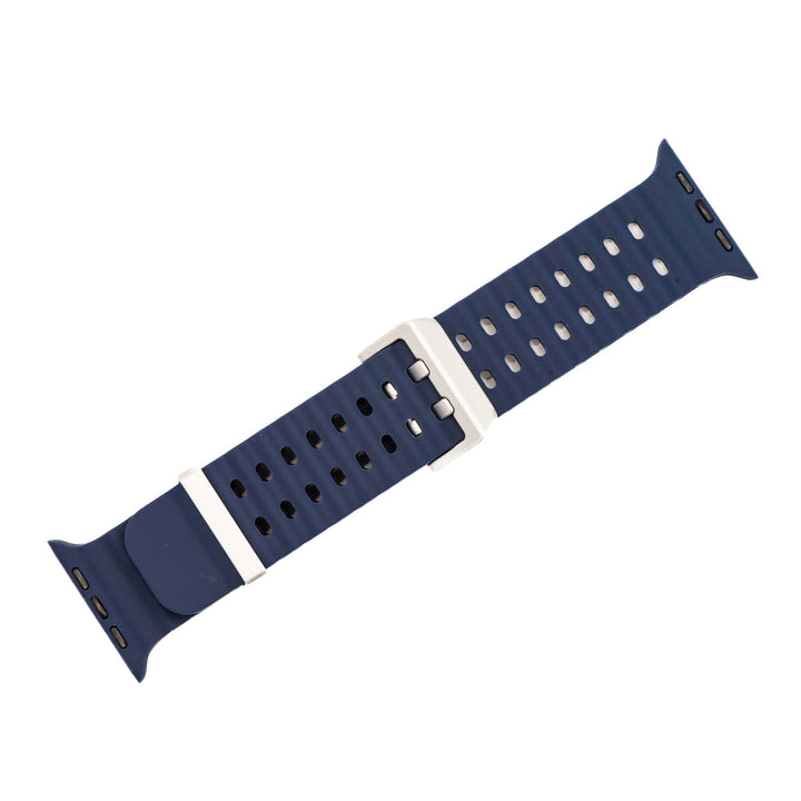 BluShark Apple Large Apple Watch (42/44/45mm & ULTRA) Apple Band - Silicone Wave - Navy Blue