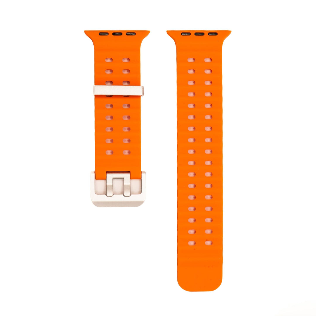 BluShark Apple Large Apple Watch (42/44/45mm & ULTRA) Apple Band - Silicone Wave - Orange