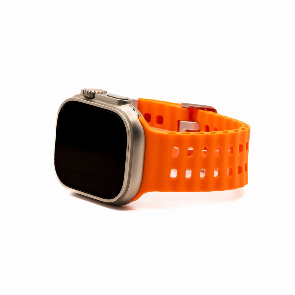 BluShark Apple Large Apple Watch (42/44/45mm & ULTRA) Apple Band - Silicone Wave - Orange