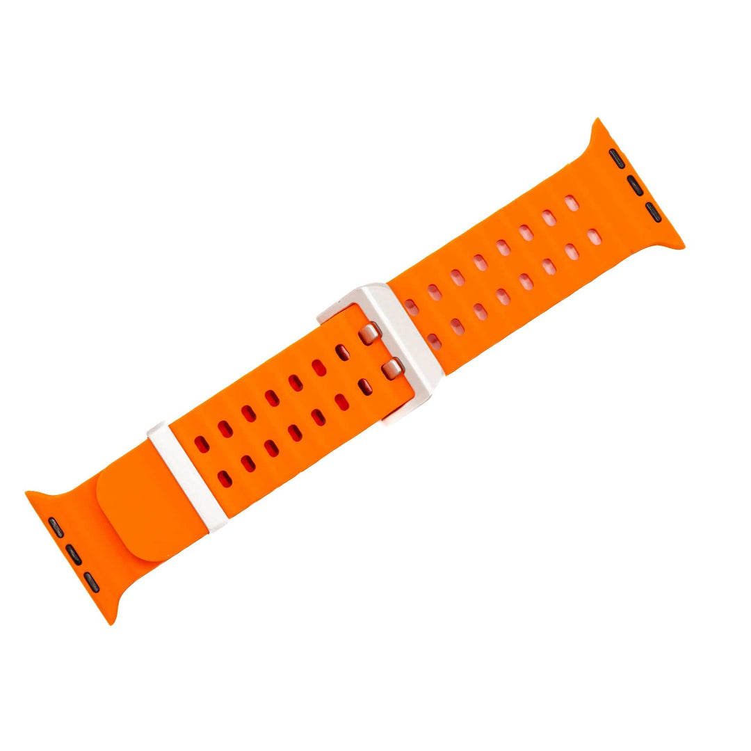 BluShark Apple Large Apple Watch (42/44/45mm & ULTRA) Apple Band - Silicone Wave - Orange