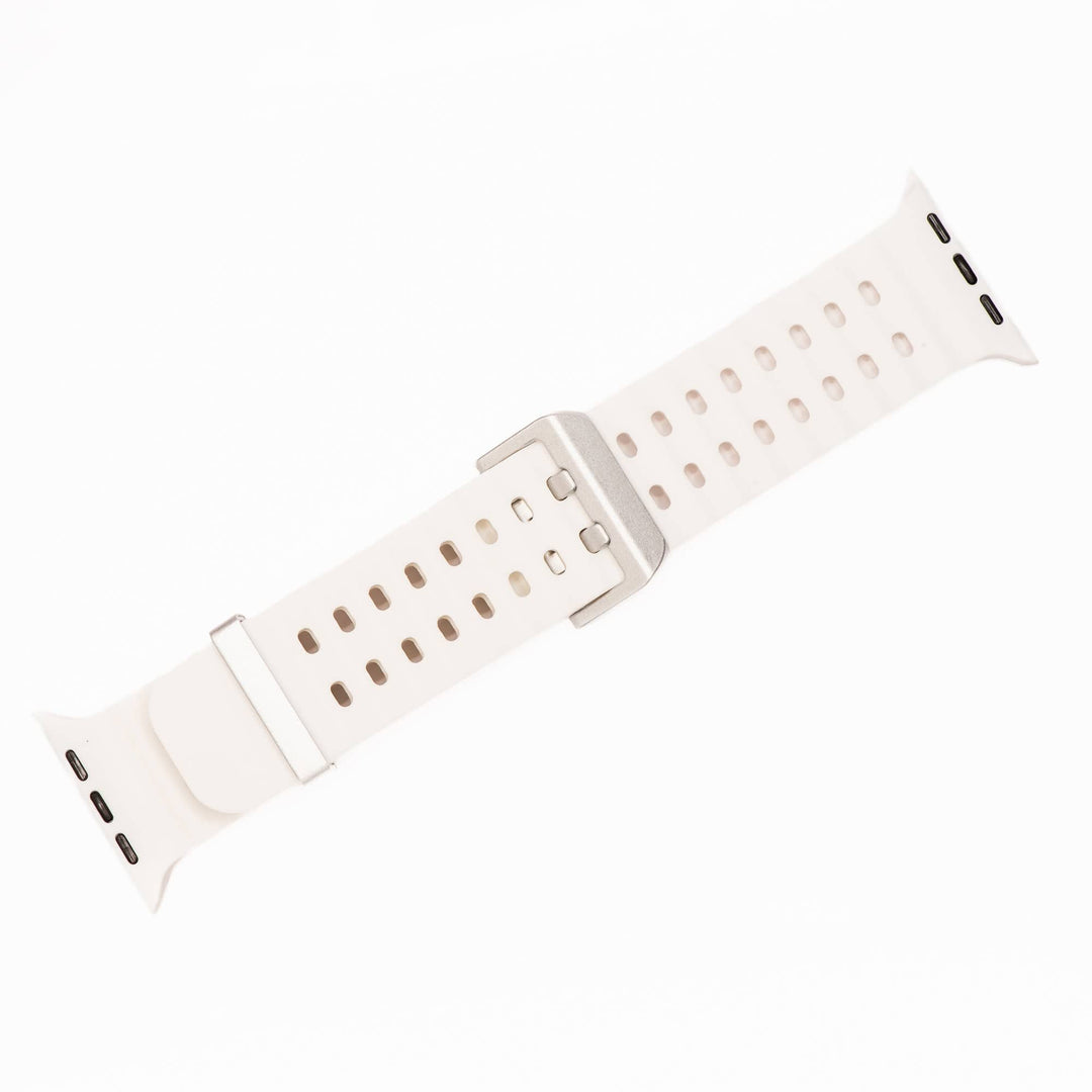 BluShark Apple Large Apple Watch (42/44/45mm & ULTRA) Apple Band - Silicone Wave - White