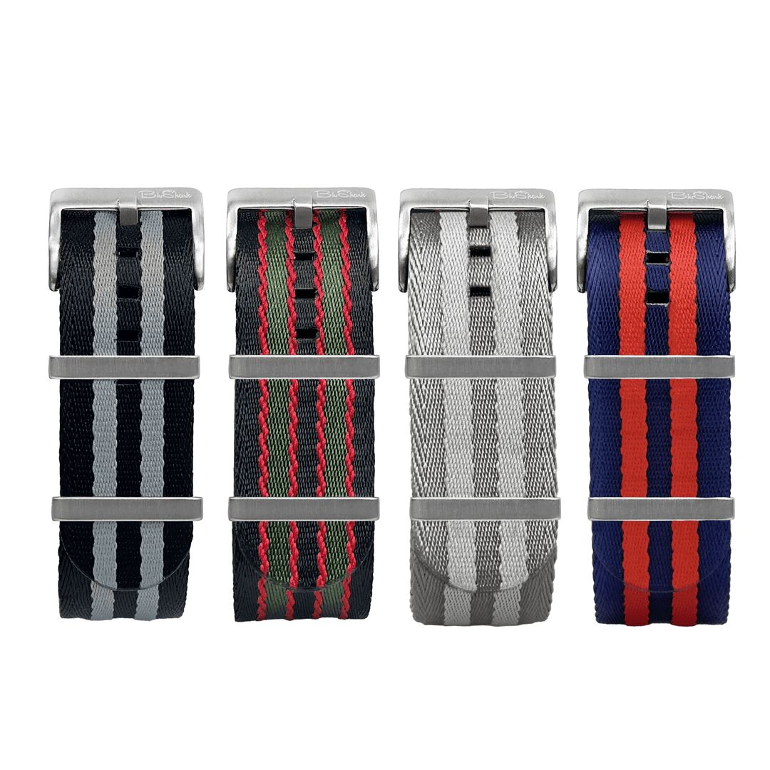 BluShark Bundle AlphaPremier 4-Pack Bundle Of Bond Striped Watch Straps