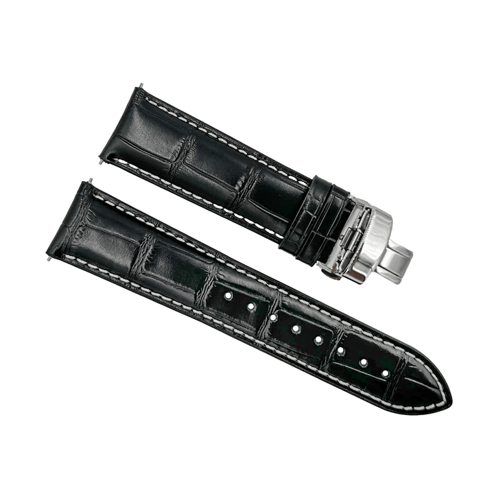 BluShark Leather - Crocodile Grain Black - Butterfly Clasp