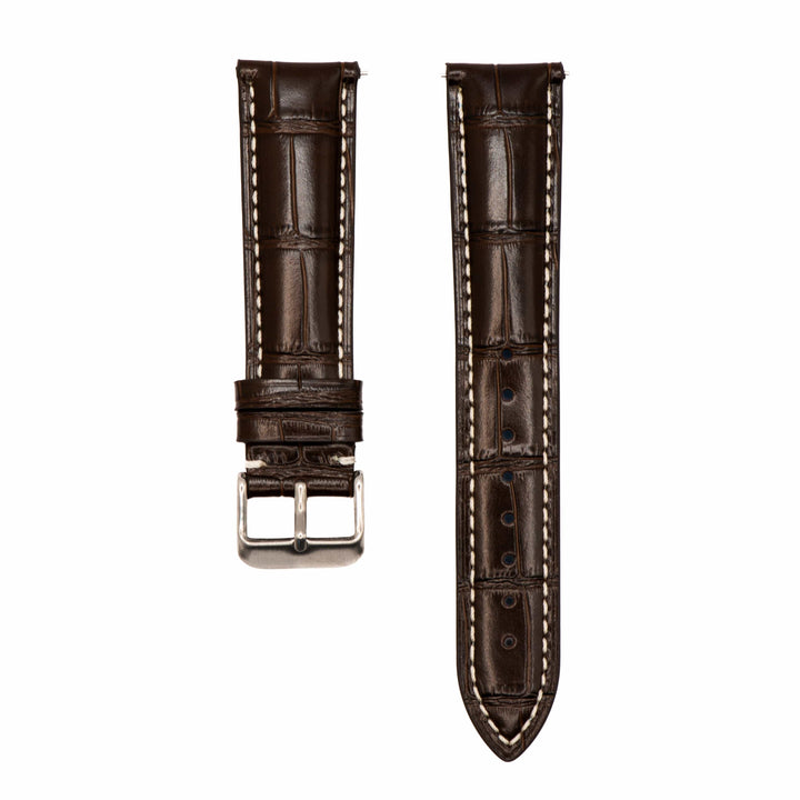 BluShark 18mm Leather - Crocodile Grain Chocolate