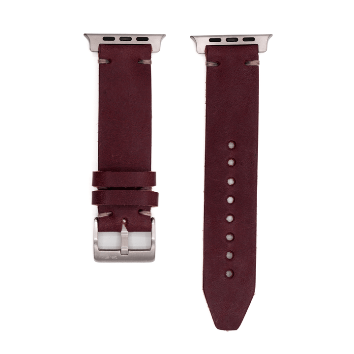 BluShark Straps Apple Apple Band ULTRA - Horween Leather Watch Strap – Handmade in USA – Burgundy (Color 8)