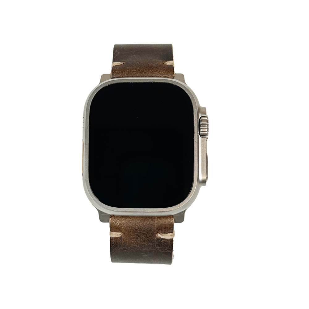 BluShark Straps Apple Watch ULTRA Horween Leather Watch Strap – Handmade in USA – Brown Nut