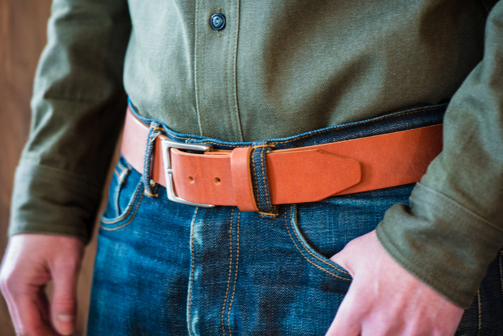 BluShark Straps Horween Leather Belt – Handmade in USA – Tan