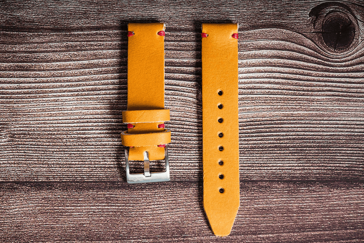 BluShark Straps Horween Leather Watch Strap – Handmade in USA – Baseball Leather