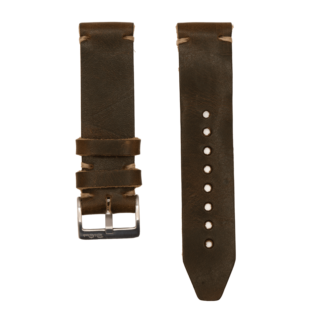 BluShark Straps Horween Leather Watch Strap – Handmade in USA – Brown Nut Dublin