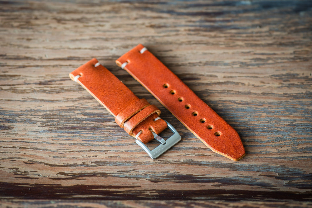 BluShark Straps Horween Leather Watch Strap – Handmade in USA – Tan