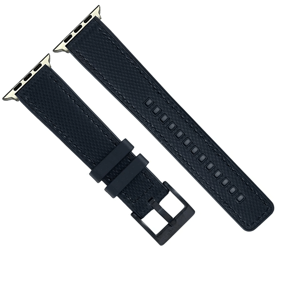 BluShark Two-Piece Strap Apple Band - Leather & Rubber - Black