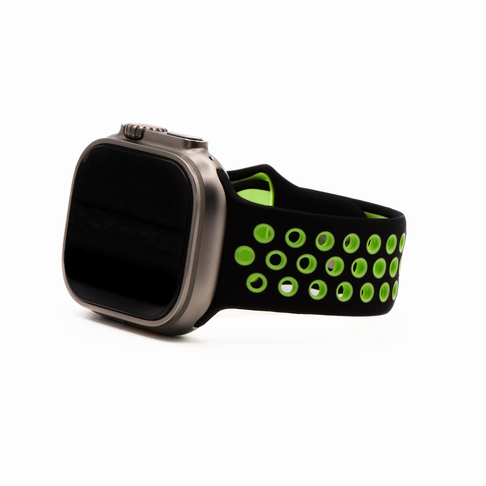 BluShark Two-Piece Strap Apple Band Silicone Sport - Black-Lime