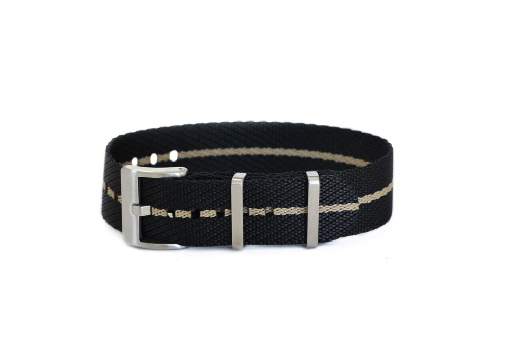 BluShark AlphaShark 20mm / Premium Brushed / Blue Knit Weave - Black & Tan Watch Strap