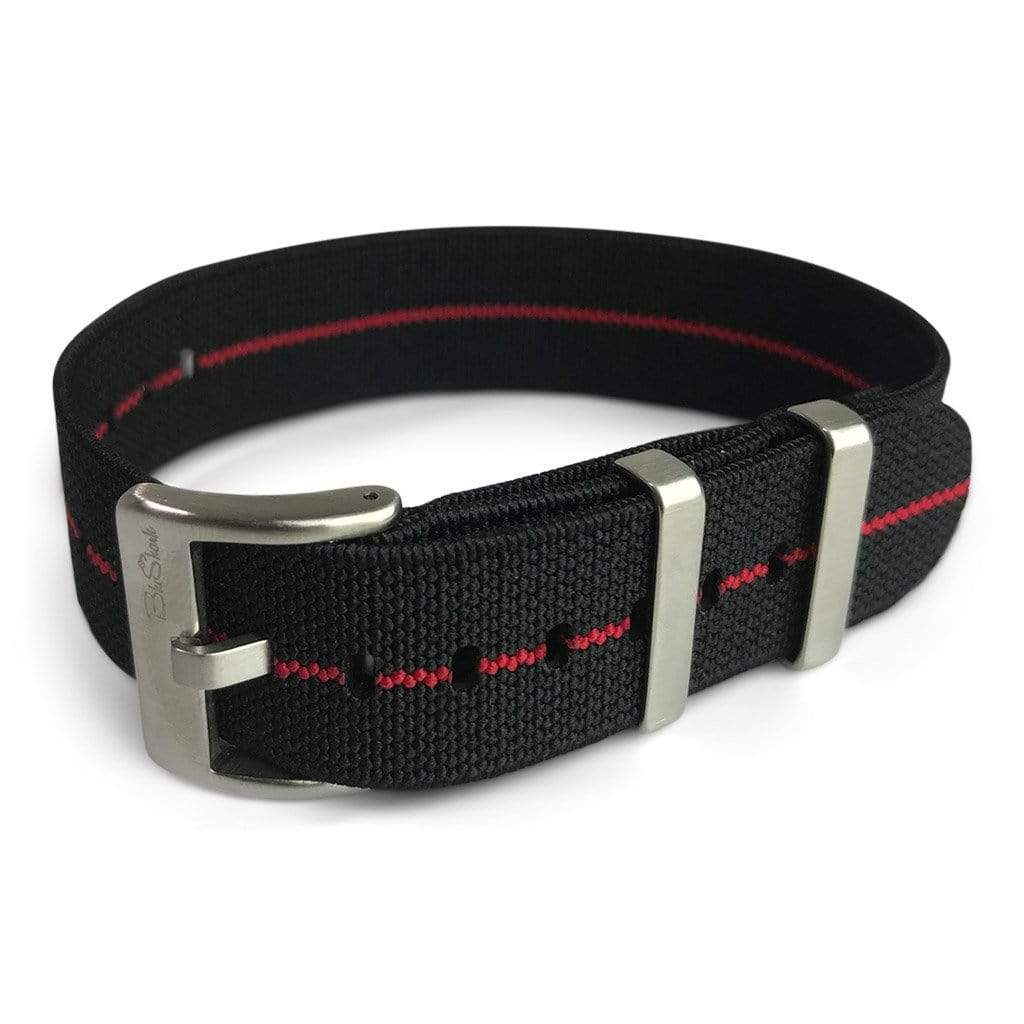 Pajama Stretch Elastic Collection Nylon Watch Strap │ Black & Red ...