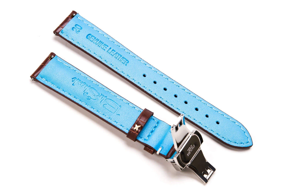 BluShark Leather Kwik Change - Brown Crocodile Grain Watch Band