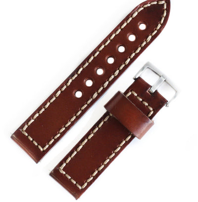 Blu Alligator Military Watch Strap Red Stitches