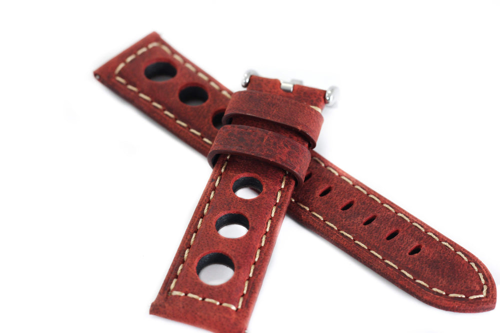 BluShark Leather Kwik Change - Red Rally Watch Band